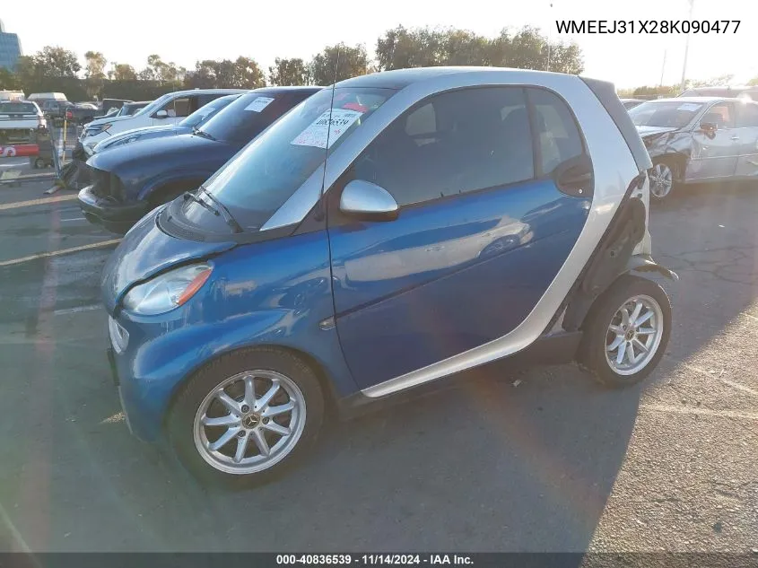 2008 Smart Fortwo Passion/Pure VIN: WMEEJ31X28K090477 Lot: 40836539