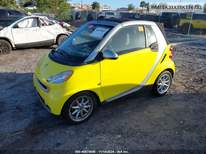 2008 Smart Fortwo Passion VIN: WMEEK31X18K176733 Lot: 40870656