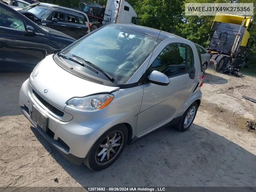 2009 Smart Fortwo VIN: WMEEJ31X49K275356 Lot: 12073692