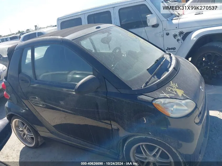 2009 Smart Fortwo Passion VIN: WMEEK31X99K270537 Lot: 40626698