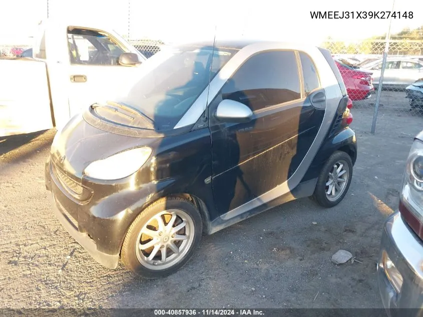 2009 Smart Fortwo Brabus/Passion/Pure VIN: WMEEJ31X39K274148 Lot: 40857936