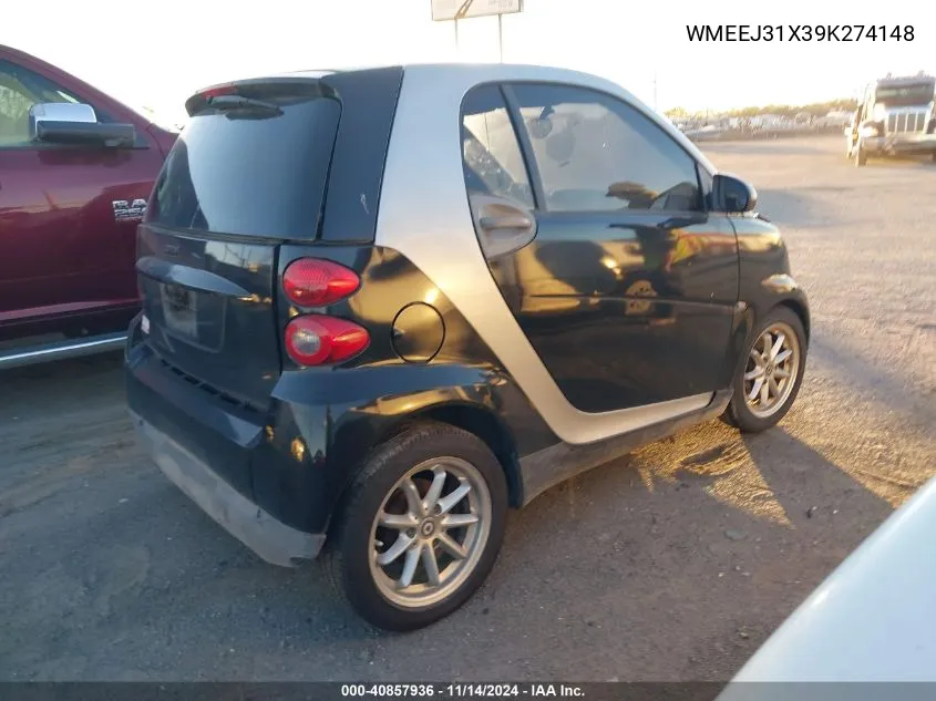 2009 Smart Fortwo Brabus/Passion/Pure VIN: WMEEJ31X39K274148 Lot: 40857936