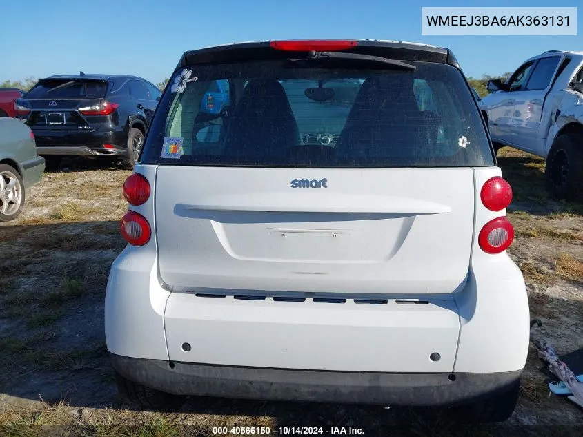 2010 Smart Fortwo Passion/Pure VIN: WMEEJ3BA6AK363131 Lot: 40566150