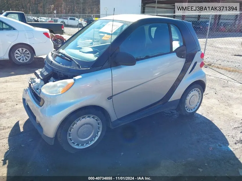 2010 Smart Fortwo Passion/Pure VIN: WMEEJ3BA1AK371394 Lot: 40734855