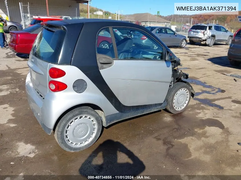 2010 Smart Fortwo Passion/Pure VIN: WMEEJ3BA1AK371394 Lot: 40734855