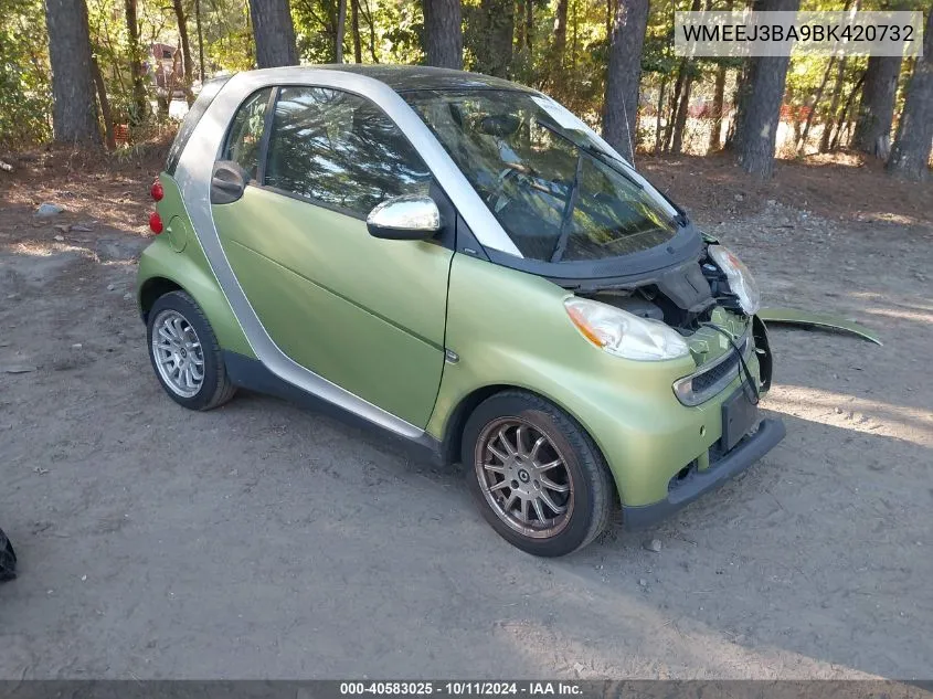 2011 Smart Fortwo Passion/Pure VIN: WMEEJ3BA9BK420732 Lot: 40583025