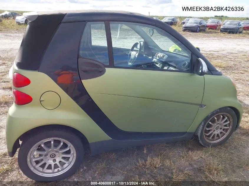 2011 Smart Fortwo Passion VIN: WMEEK3BA2BK426336 Lot: 40600817