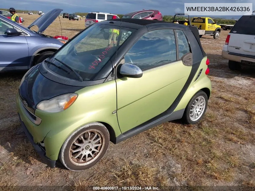 2011 Smart Fortwo Passion VIN: WMEEK3BA2BK426336 Lot: 40600817