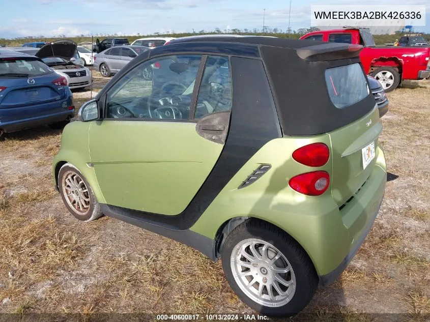 2011 Smart Fortwo Passion VIN: WMEEK3BA2BK426336 Lot: 40600817