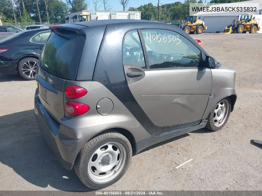 2012 Smart Fortwo Pure/Passion VIN: WMEEJ3BA5CK535832 Lot: 40156503