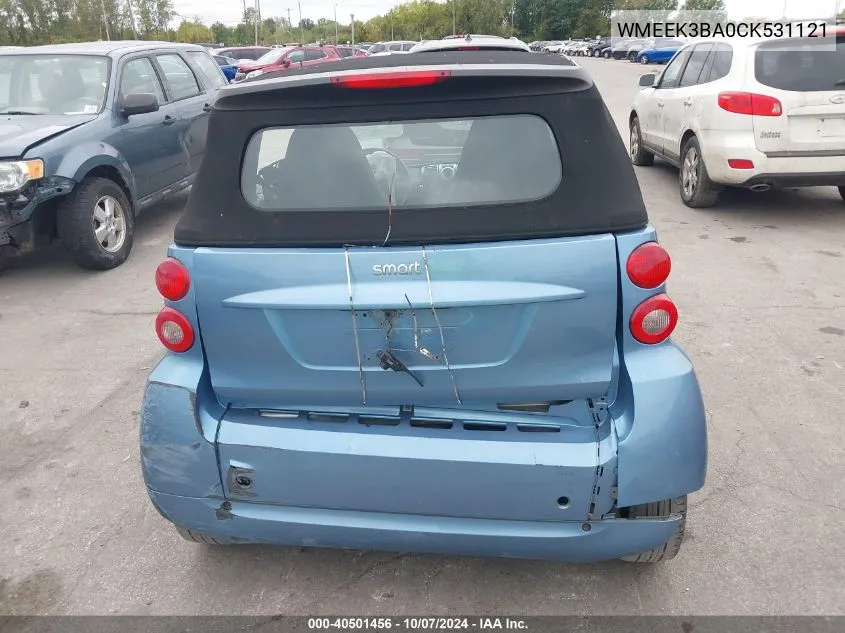 2012 Smart Fortwo Passion VIN: WMEEK3BA0CK531121 Lot: 40501456