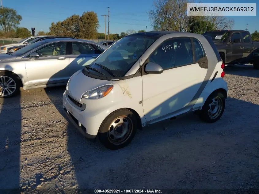 2012 Smart Fortwo Passion/Pure VIN: WMEEJ3BA6CK569312 Lot: 40529921