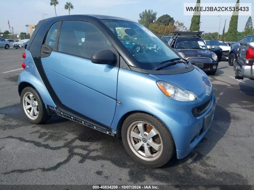 WMEEJ3BA2CK535433 2012 Smart Fortwo Passion/Pure