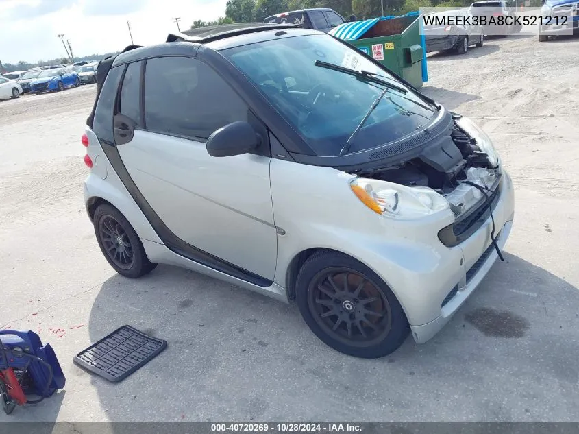 2012 Smart Fortwo Passion VIN: WMEEK3BA8CK521212 Lot: 40720269