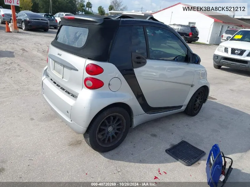 2012 Smart Fortwo Passion VIN: WMEEK3BA8CK521212 Lot: 40720269