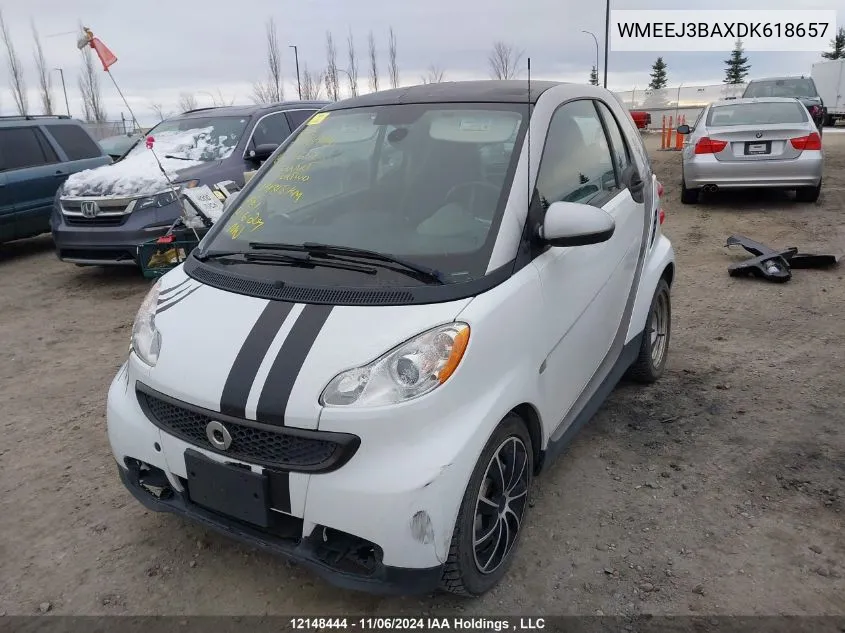 2013 Smart Fortwo VIN: WMEEJ3BAXDK618657 Lot: 12148444