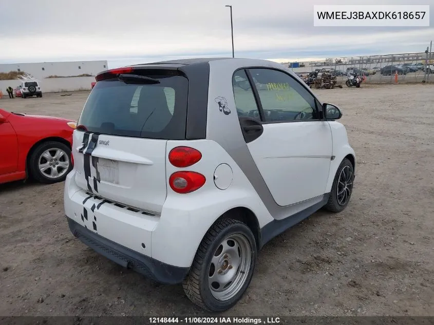 2013 Smart Fortwo VIN: WMEEJ3BAXDK618657 Lot: 12148444