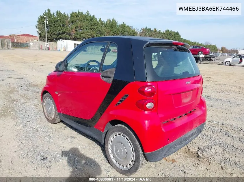 2014 Smart Fortwo Passion/Pure VIN: WMEEJ3BA6EK744466 Lot: 40900081