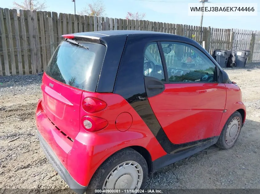 2014 Smart Fortwo Passion/Pure VIN: WMEEJ3BA6EK744466 Lot: 40900081