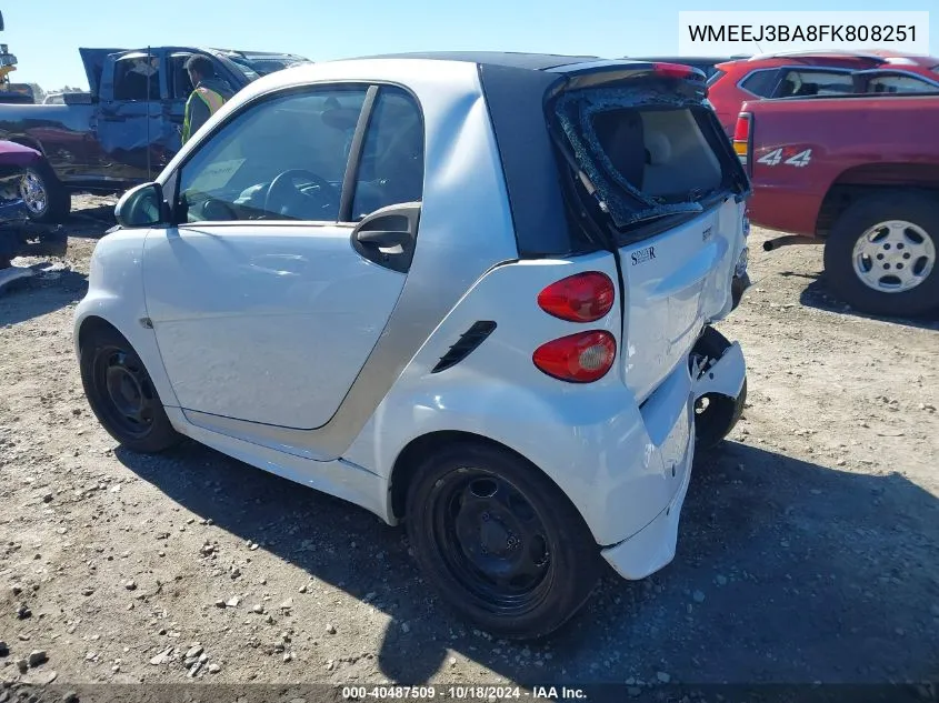 2015 Smart Fortwo Passion/Pure VIN: WMEEJ3BA8FK808251 Lot: 40487509