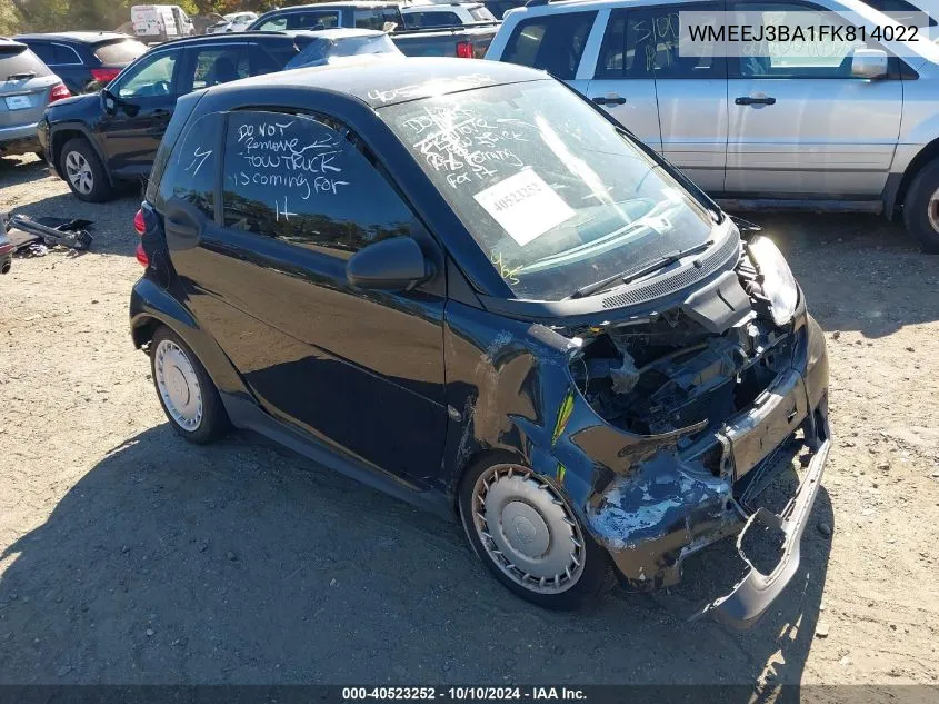 2015 Smart Fortwo Passion/Pure VIN: WMEEJ3BA1FK814022 Lot: 40523252