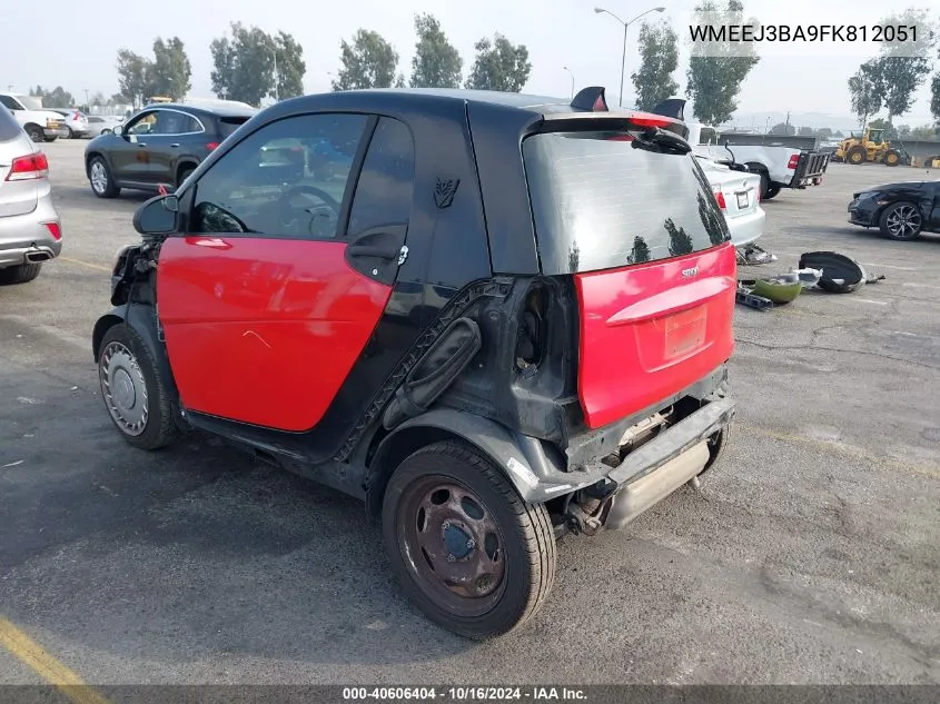 2015 Smart Fortwo Passion/Pure VIN: WMEEJ3BA9FK812051 Lot: 40606404