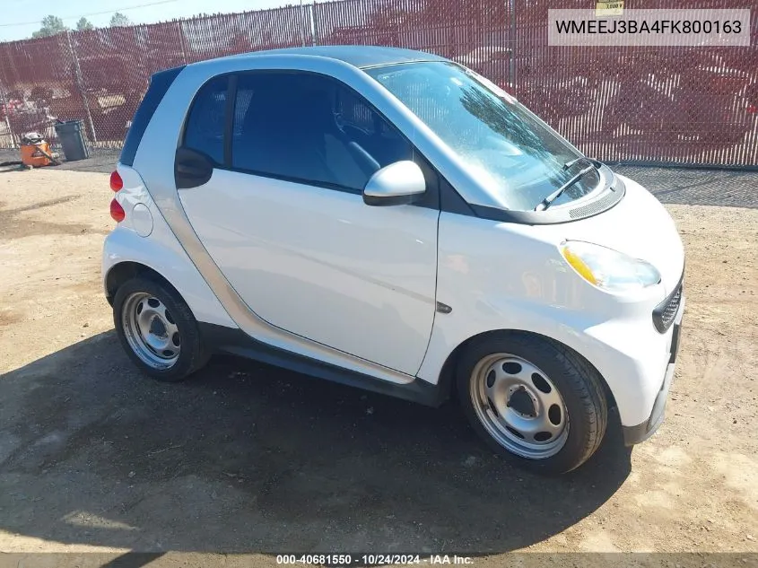 2015 Smart Fortwo Passion/Pure VIN: WMEEJ3BA4FK800163 Lot: 40681550