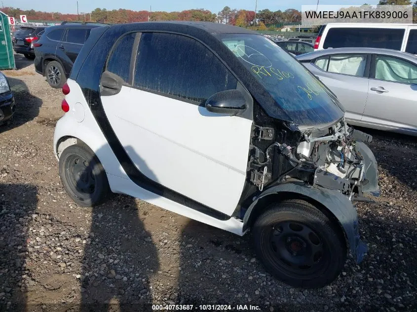 2015 Smart Fortwo Electric Drive Passion VIN: WMEEJ9AA1FK839006 Lot: 40753687