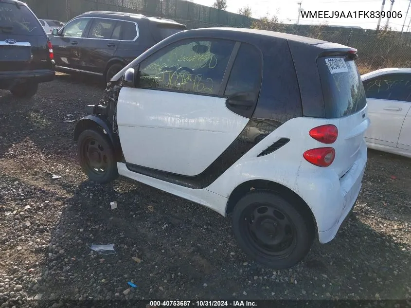 2015 Smart Fortwo Electric Drive Passion VIN: WMEEJ9AA1FK839006 Lot: 40753687