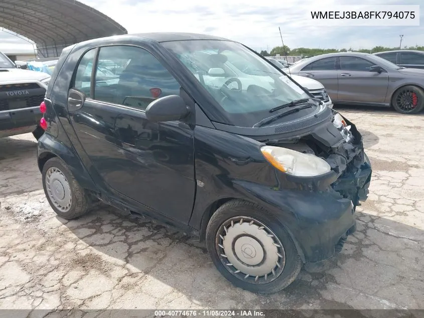 2015 Smart Fortwo Passion/Pure VIN: WMEEJ3BA8FK794075 Lot: 40774676