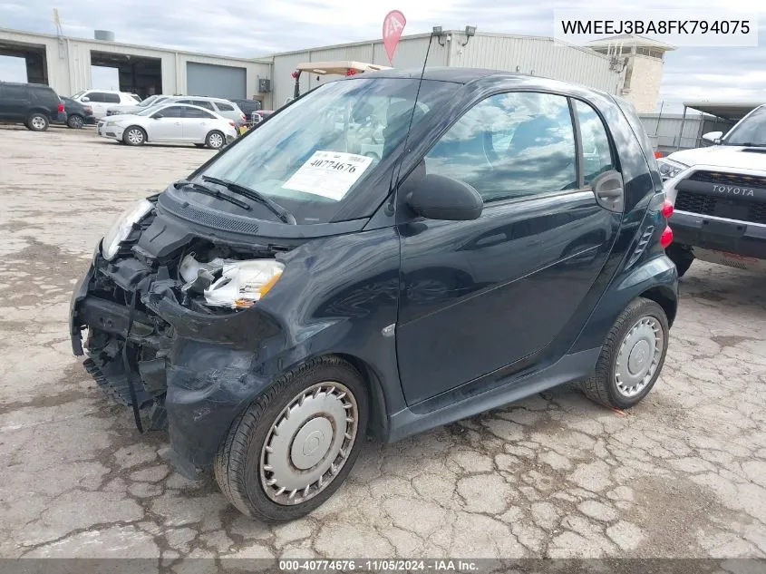 2015 Smart Fortwo Passion/Pure VIN: WMEEJ3BA8FK794075 Lot: 40774676