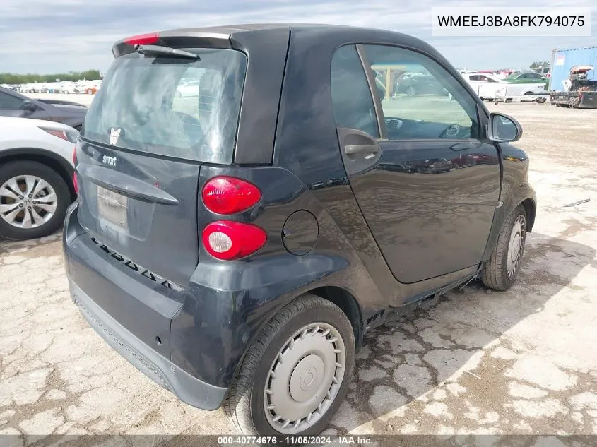 2015 Smart Fortwo Passion/Pure VIN: WMEEJ3BA8FK794075 Lot: 40774676