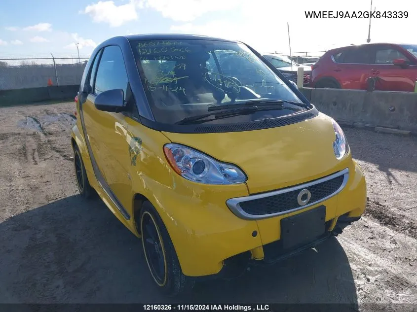 2016 Smart Fortwo VIN: WMEEJ9AA2GK843339 Lot: 12160326