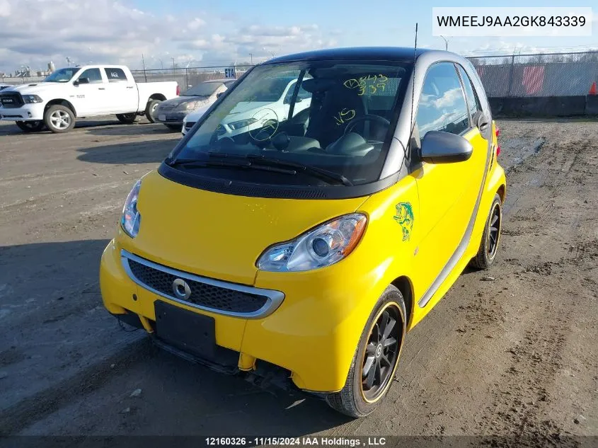 2016 Smart Fortwo VIN: WMEEJ9AA2GK843339 Lot: 12160326