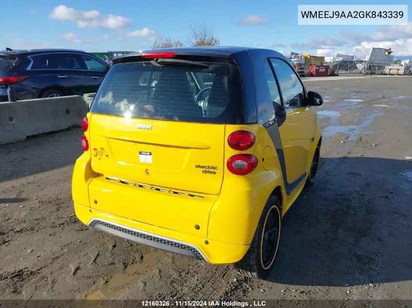 2016 Smart Fortwo VIN: WMEEJ9AA2GK843339 Lot: 12160326