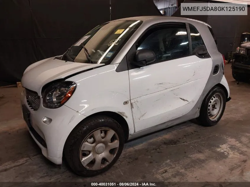 WMEFJ5DA8GK125190 2016 Smart Fortwo Passion/Prime/Proxy/Pure