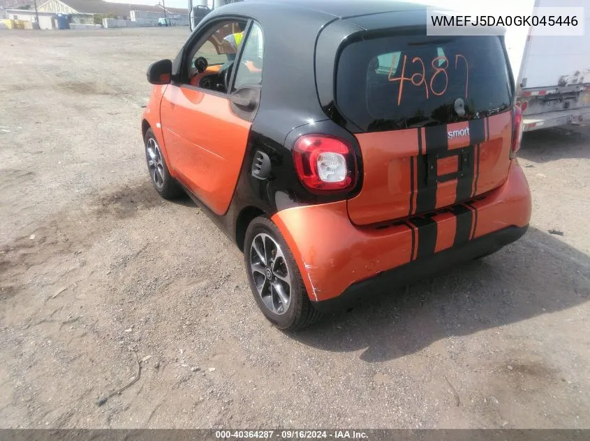 2016 Smart Fortwo Passion/Prime/Proxy/Pure VIN: WMEFJ5DA0GK045446 Lot: 40364287