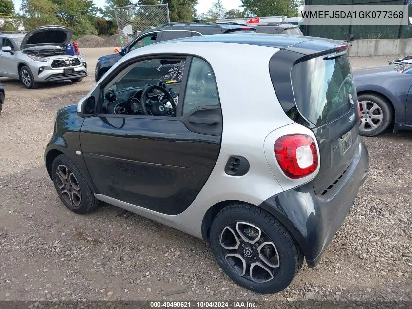 2016 Smart Fortwo Passion/Prime/Proxy/Pure VIN: WMEFJ5DA1GK077368 Lot: 40490621