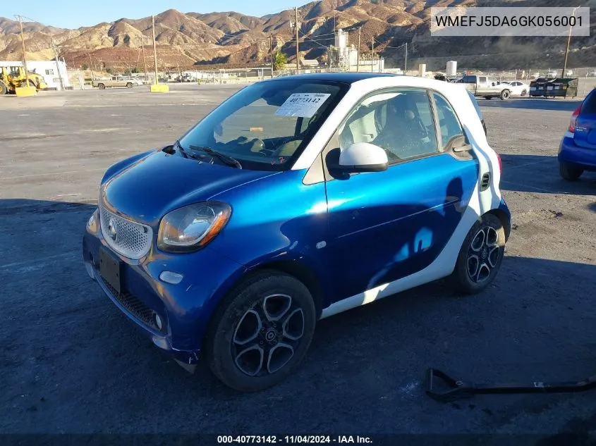 2016 Smart Fortwo Passion/Prime/Proxy/Pure VIN: WMEFJ5DA6GK056001 Lot: 40773142