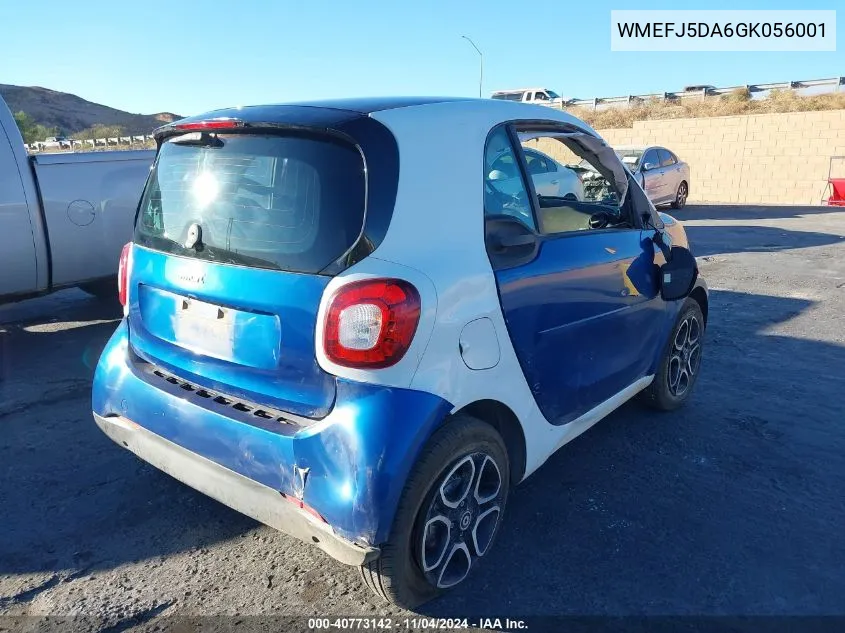 2016 Smart Fortwo Passion/Prime/Proxy/Pure VIN: WMEFJ5DA6GK056001 Lot: 40773142