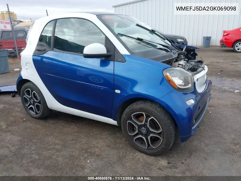 WMEFJ5DA2GK069098 2016 Smart Fortwo Passion/Prime/Proxy/Pure