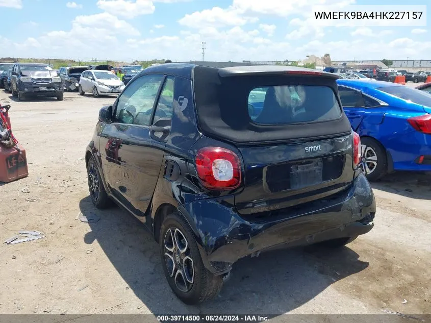 2017 Smart Fortwo Electric Drive Passion/Prime VIN: WMEFK9BA4HK227157 Lot: 39714500