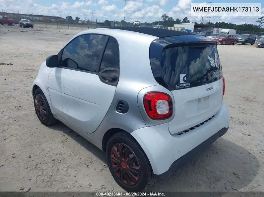 WMEFJ5DA8HK173113 2017 Smart Fortwo Passion/Prime/Proxy/Pure