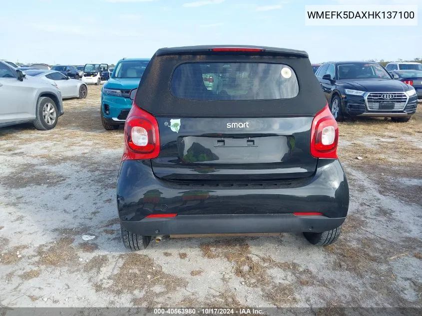 2017 Smart Fortwo Passion/Prime/Proxy VIN: WMEFK5DAXHK137100 Lot: 40563980