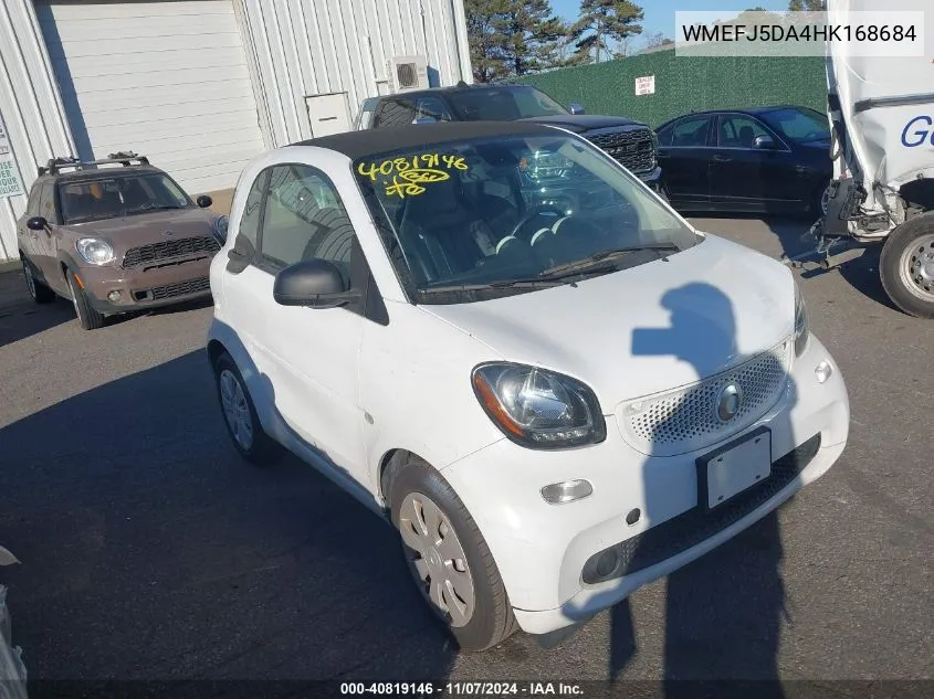 2017 Smart Fortwo VIN: WMEFJ5DA4HK168684 Lot: 40819146