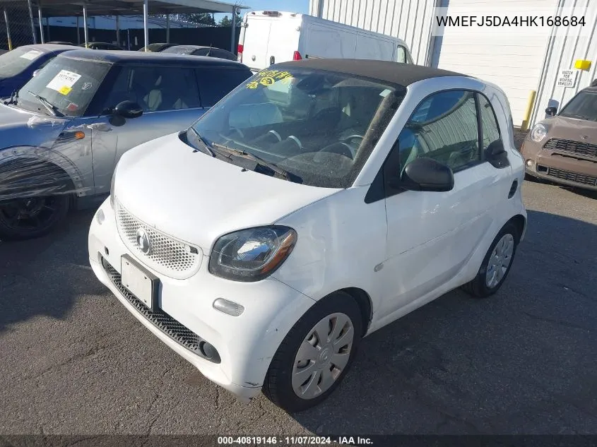 2017 Smart Fortwo VIN: WMEFJ5DA4HK168684 Lot: 40819146