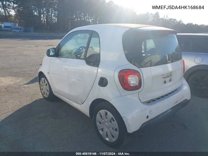 2017 Smart Fortwo VIN: WMEFJ5DA4HK168684 Lot: 40819146