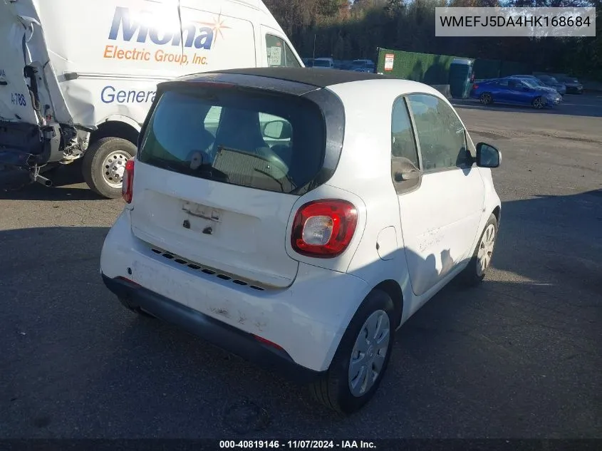 2017 Smart Fortwo VIN: WMEFJ5DA4HK168684 Lot: 40819146