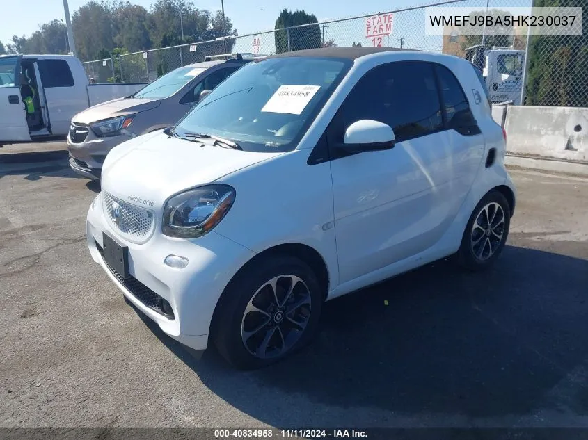 2017 Smart Fortwo Electric Drive Passion/Prime/Pure VIN: WMEFJ9BA5HK230037 Lot: 40834958