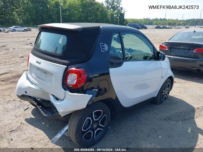 2018 Smart Fortwo Electric Drive Passion/Prime VIN: WMEFK9BA8JK242573 Lot: 40094265